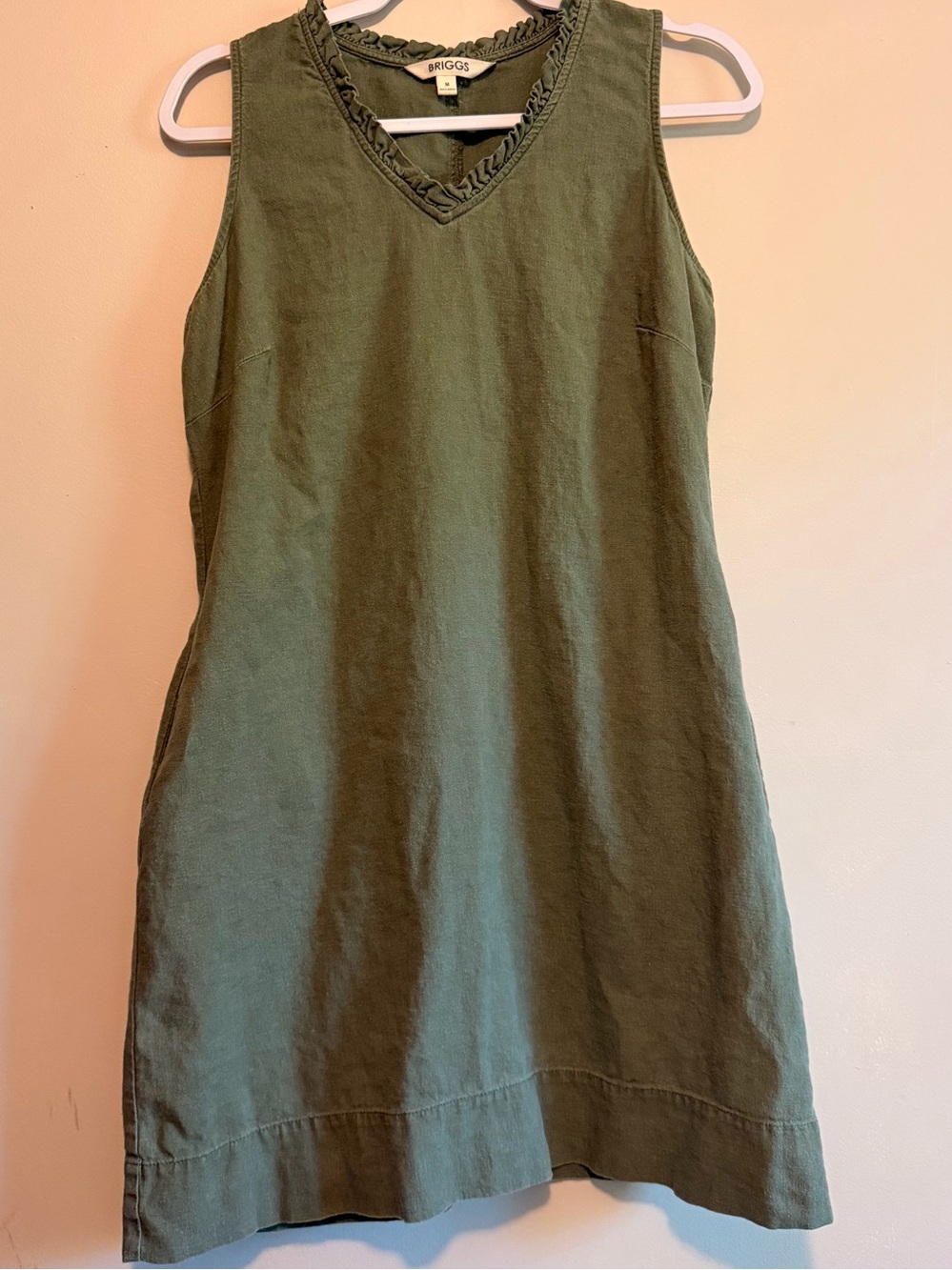 BRIGGS OLIVE GREEN
LINEN-BLEND SHIFT DRESS
Size Medium